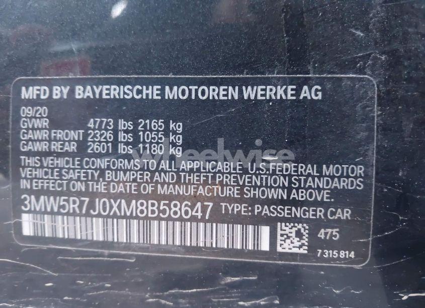 Photo 9 of 2021 Bmw 330i XDRIVE (VIN 3MW5R7J0XM8B58647)