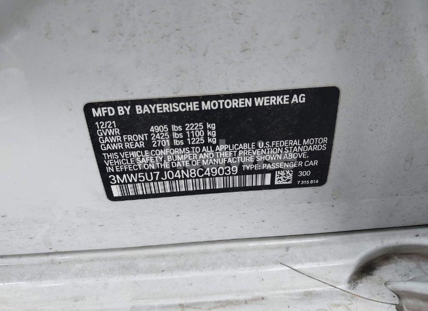 Photo 9 of 2022 Bmw 3 SERIES M340I (VIN 3MW5U7J04N8C49039)