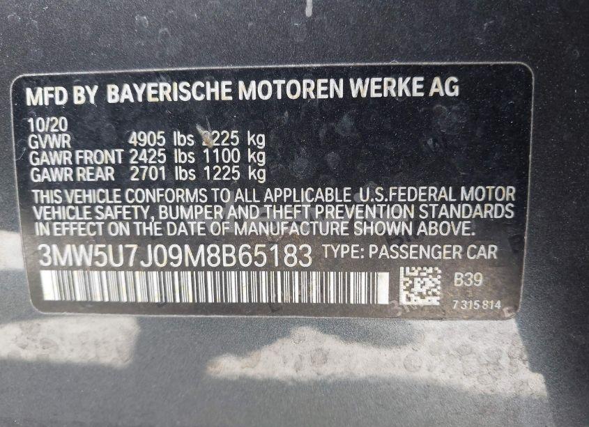 Photo 9 of 2021 Bmw 3 SERIES M340I (VIN 3MW5U7J09M8B65183)