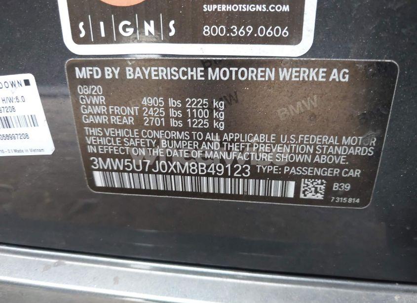Photo 9 of 2021 Bmw 3 SERIES M340I (VIN 3MW5U7J0XM8B49123)