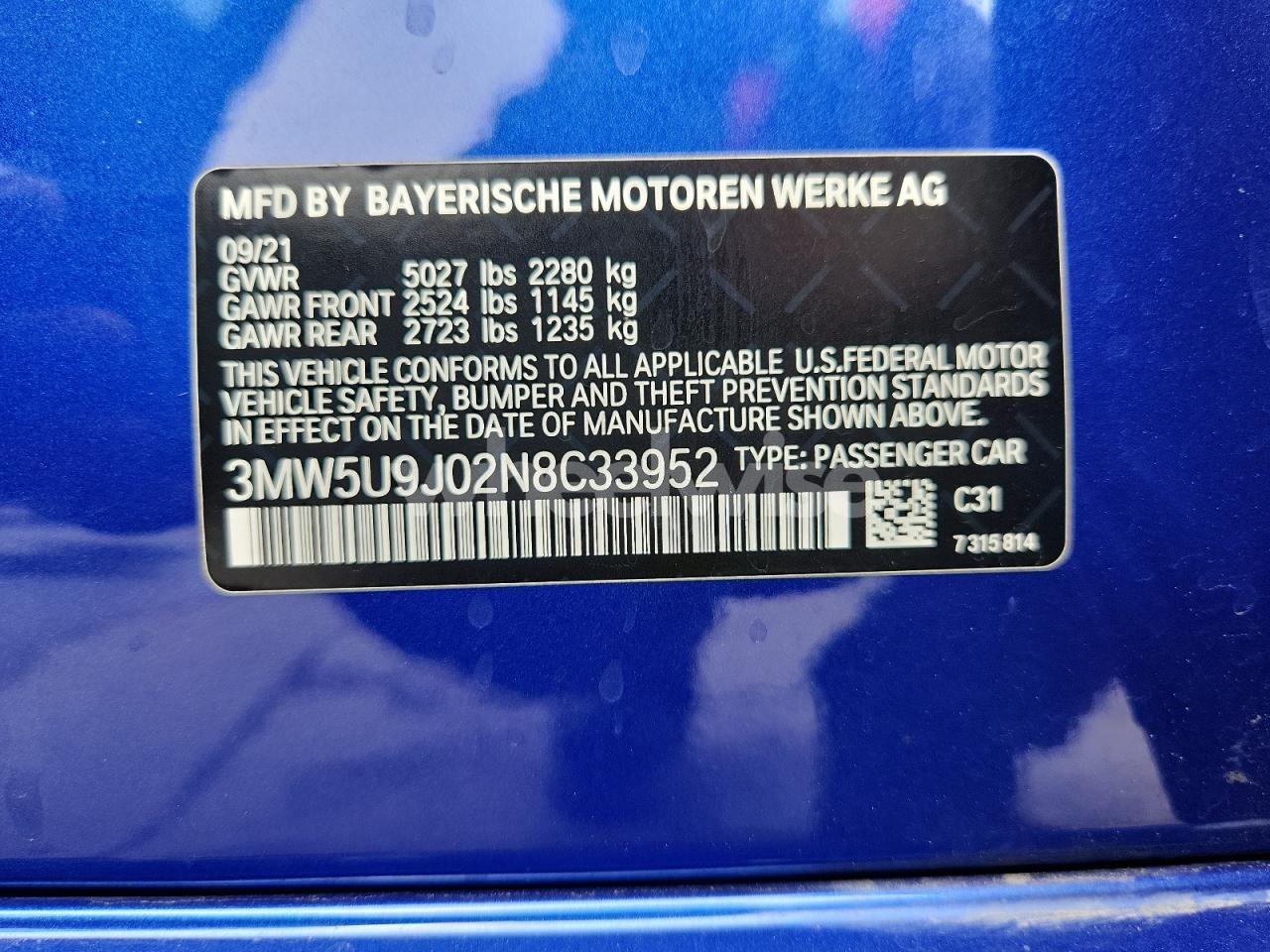 Photo 12 of 2022 BMW M340XI (VIN 3MW5U9J02N8C33952)