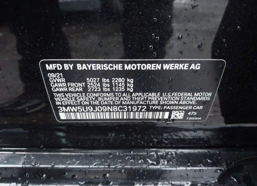 Photo 9 of 2022 Bmw 3 SERIES M340I XDRIVE (VIN 3MW5U9J09N8C31972)