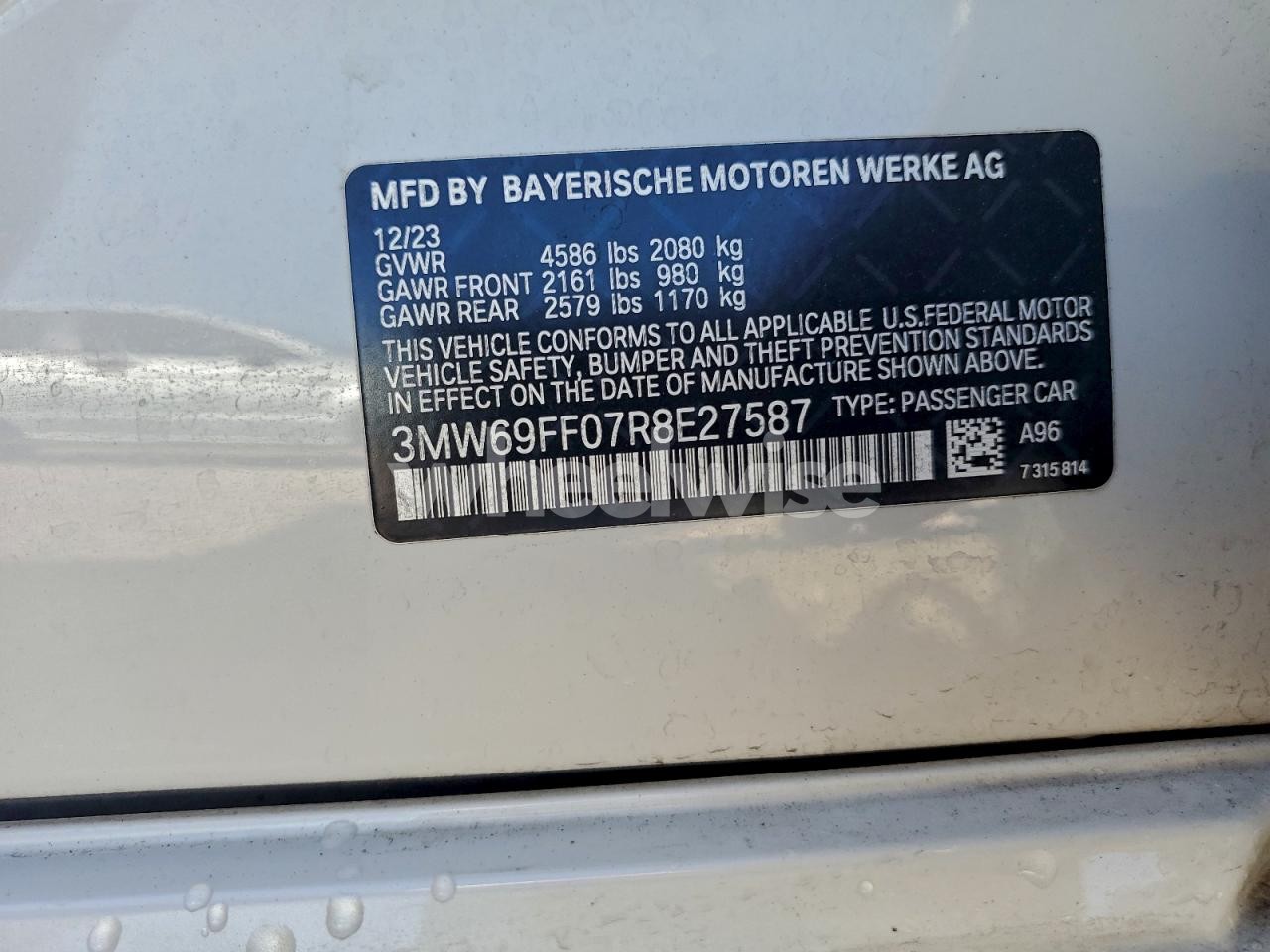 Photo 12 of 2024 BMW 330I (VIN 3MW69FF07R8E27587)