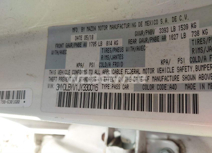 Photo 9 of 2018 Toyota Yaris IA (VIN 3MYDLBYV1JY330016)