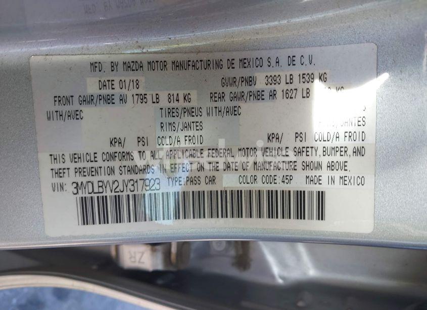 Photo 9 of 2018 Toyota Yaris IA (VIN 3MYDLBYV2JY317923)