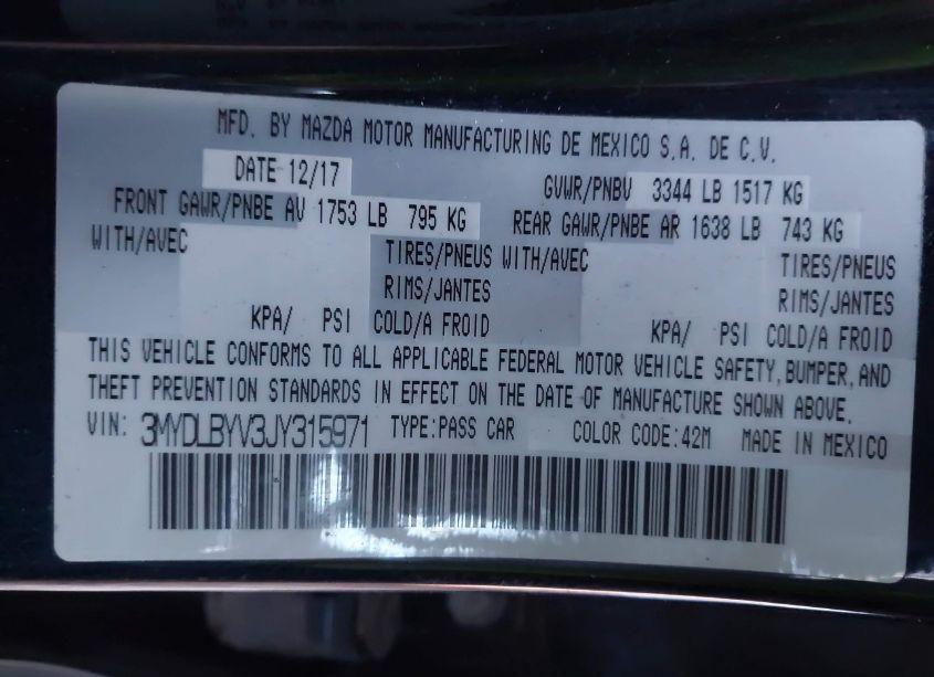 Photo 9 of 2018 Toyota Yaris IA (VIN 3MYDLBYV3JY315971)