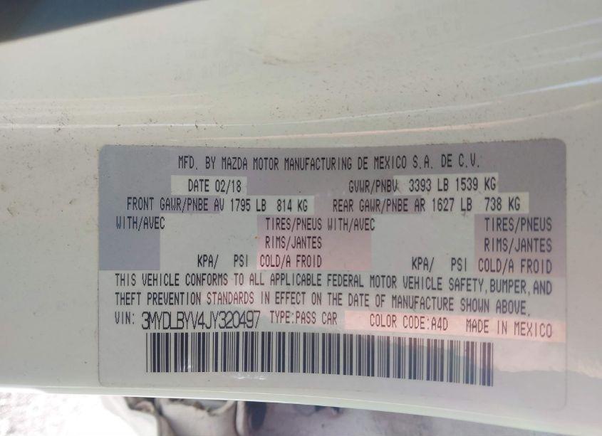 Photo 9 of 2018 Toyota Yaris IA (VIN 3MYDLBYV4JY320497)