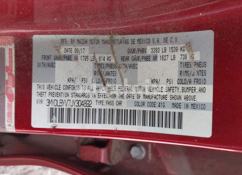 Photo 9 of 2018 Toyota Yaris IA (VIN 3MYDLBYV7JY304892)