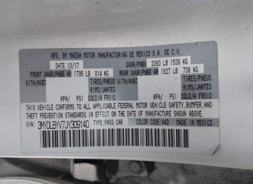 Photo 9 of 2018 Toyota Yaris IA (VIN 3MYDLBYV7JY309140)