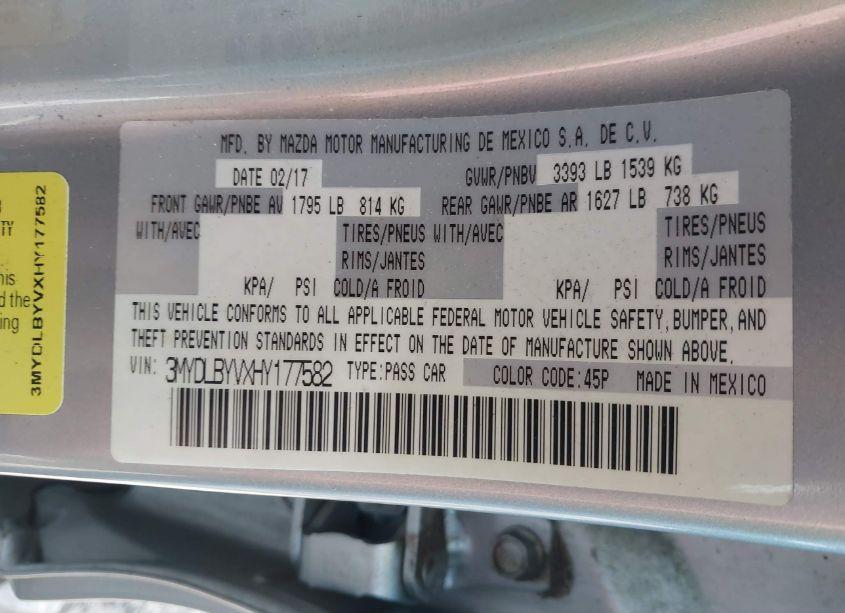 Photo 9 of 2017 Toyota Yaris IA (VIN 3MYDLBYVXHY177582)