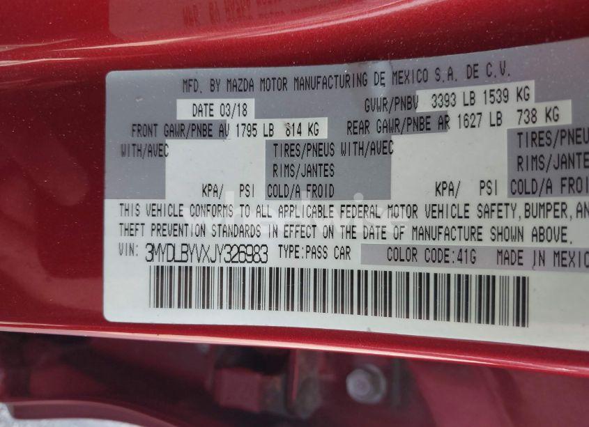 Photo 9 of 2018 Toyota Yaris IA (VIN 3MYDLBYVXJY326983)