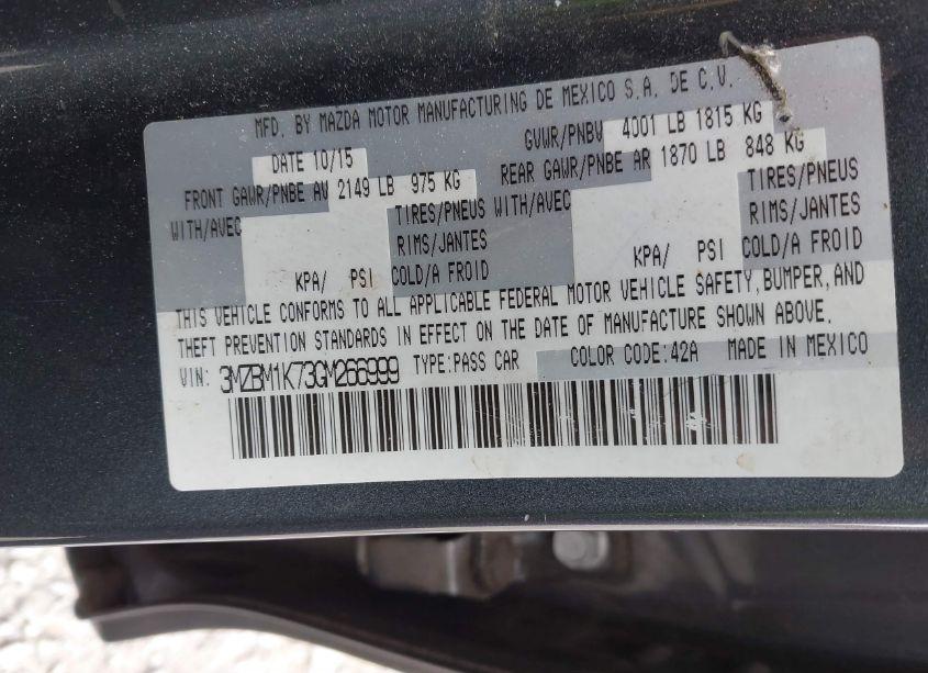 Photo 9 of 2016 Mazda Mazda3 I SPORT (VIN 3MZBM1K73GM266999)