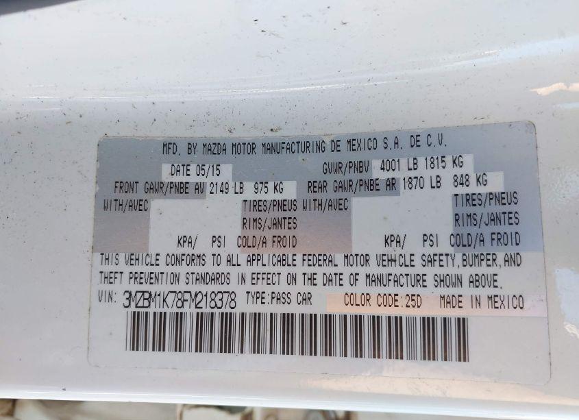 Photo 9 of 2015 Mazda Mazda3 (VIN 3MZBM1K78FM218378)