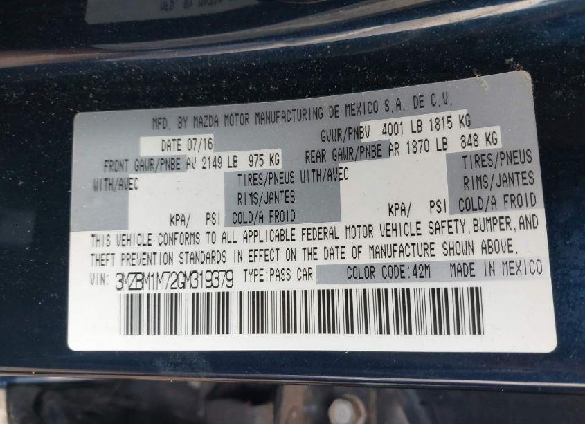 Photo 9 of 2016 Mazda Mazda3 I TOURING (VIN 3MZBM1M72GM319379)