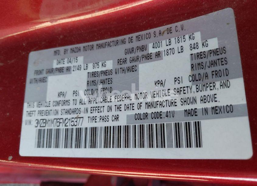 Photo 9 of 2015 Mazda Mazda3 I GRAND TOURING (VIN 3MZBM1M76FM215377)