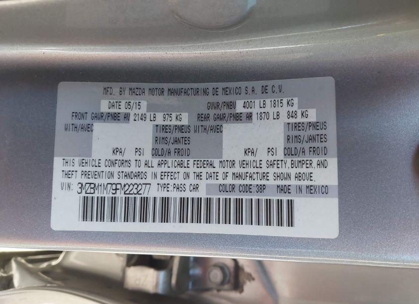 Photo 9 of 2015 Mazda Mazda3 I GRAND TOURING (VIN 3MZBM1M79FM223277)