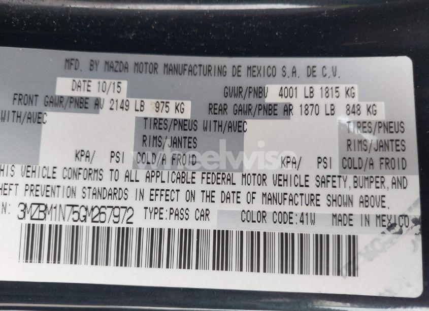 Photo 9 of 2016 Mazda Mazda3 I GRAND TOURING (VIN 3MZBM1N75GM267972)