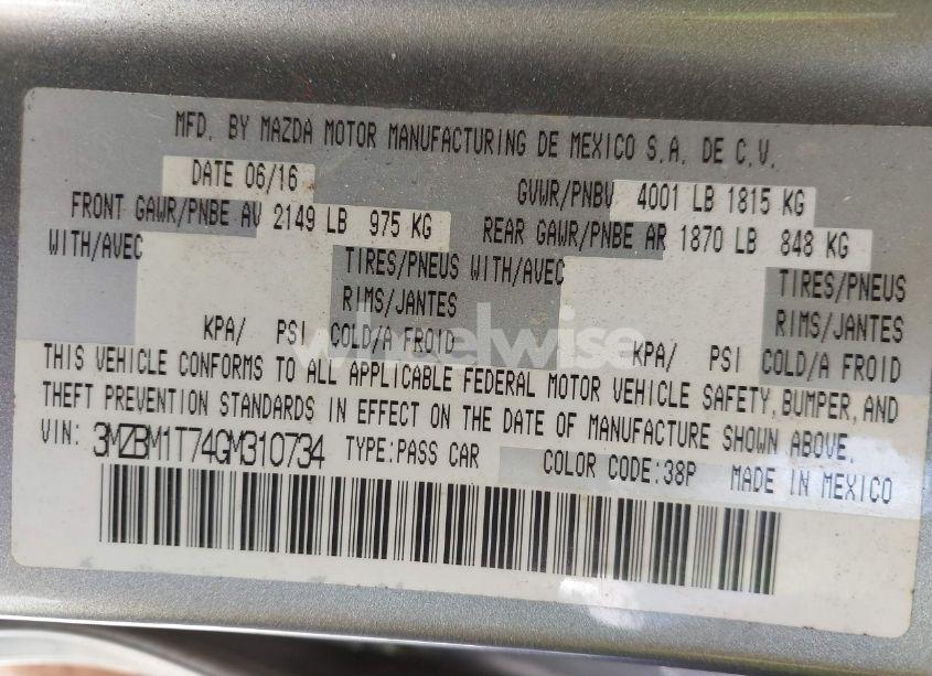 Photo 9 of 2016 Mazda Mazda3 I SPORT (VIN 3MZBM1T74GM310734)