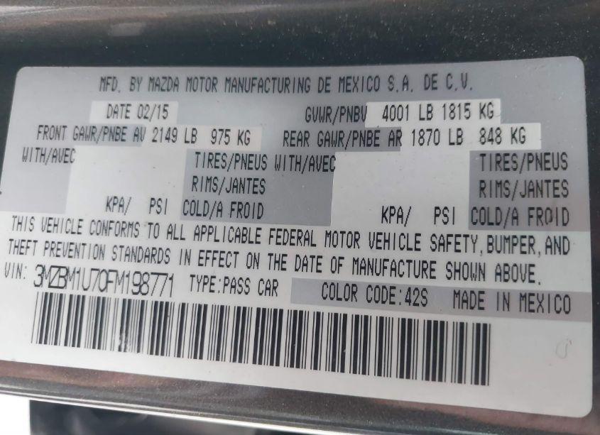 Photo 9 of 2015 Mazda Mazda3 I SPORT (VIN 3MZBM1U70FM198771)