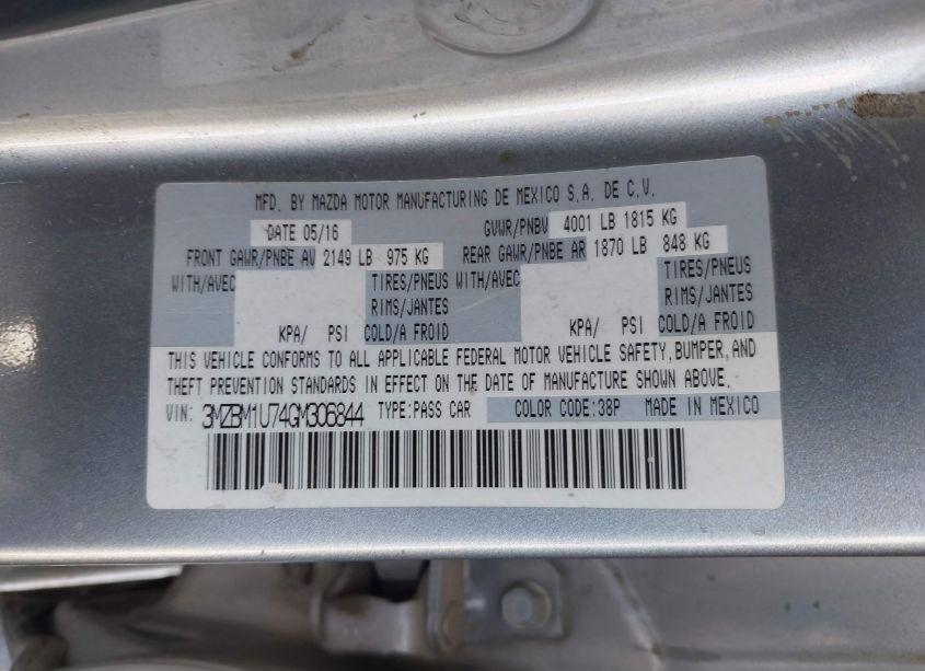 Photo 9 of 2016 Mazda Mazda3 I SPORT (VIN 3MZBM1U74GM306844)