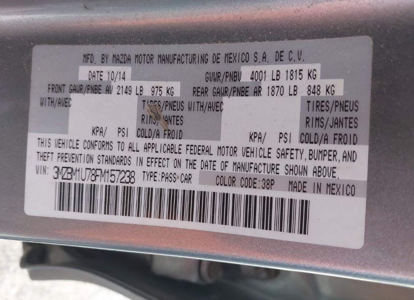 Photo 9 of 2015 Mazda Mazda3 I SPORT (VIN 3MZBM1U78FM157238)
