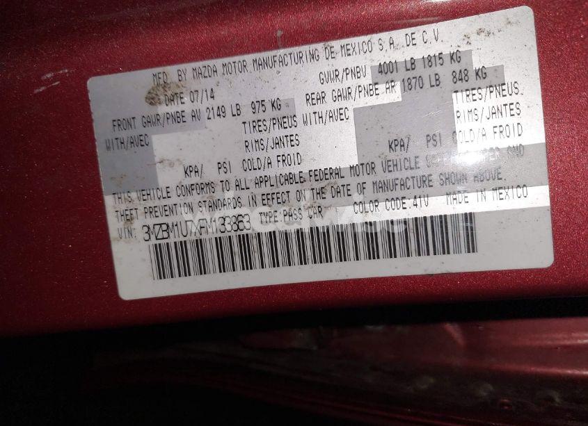 Photo 9 of 2015 Mazda Mazda3 I SPORT (VIN 3MZBM1U7XFM133863)