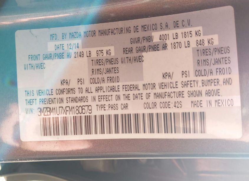 Photo 9 of 2015 Mazda Mazda3 I SPORT (VIN 3MZBM1U7XFM180679)