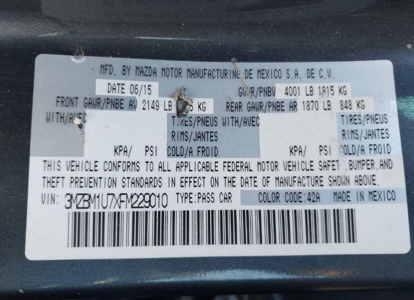 Photo 9 of 2015 Mazda Mazda3 I SPORT (VIN 3MZBM1U7XFM229010)