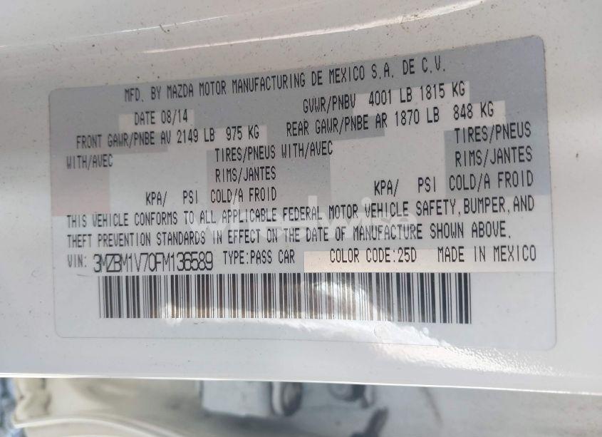 Photo 9 of 2015 Mazda Mazda3 I TOURING (VIN 3MZBM1V70FM136589)