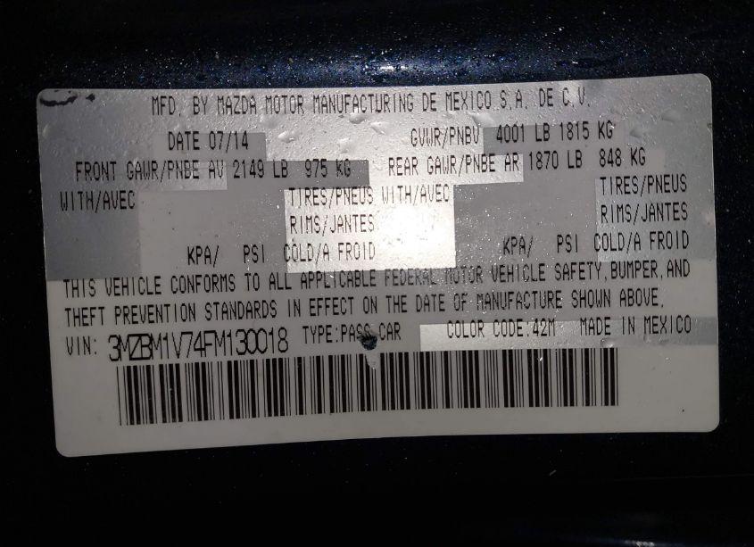Photo 9 of 2015 Mazda Mazda3 I TOURING (VIN 3MZBM1V74FM130018)