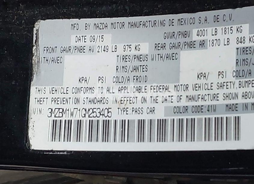 Photo 9 of 2016 Mazda Mazda3 I TOURING (VIN 3MZBM1W71GM253405)