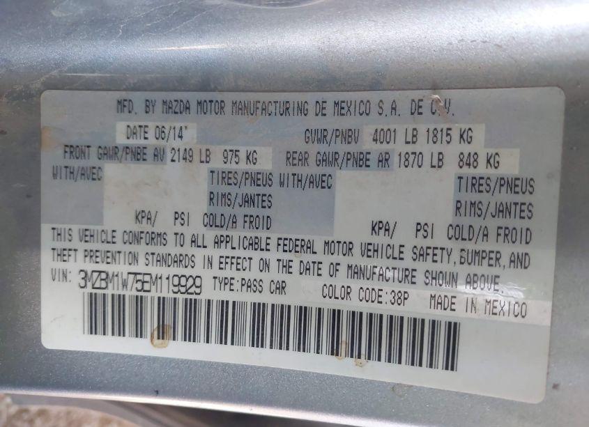 Photo 8 of 2014 Mazda Mazda3 I GRAND TOURING (VIN 3MZBM1W75EM119929)