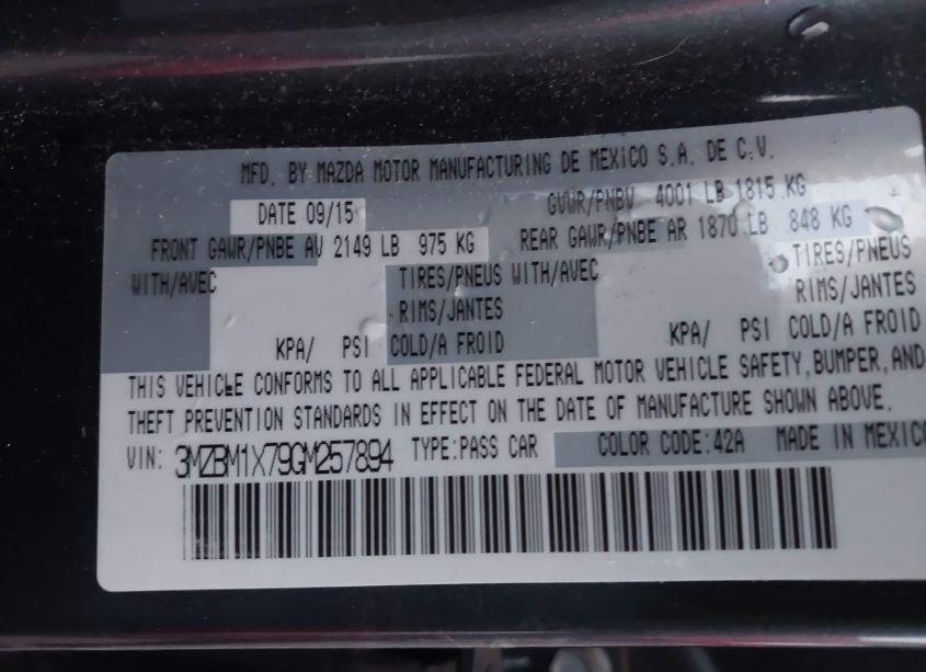 Photo 9 of 2016 Mazda Mazda3 I GRAND TOURING (VIN 3MZBM1X79GM257894)