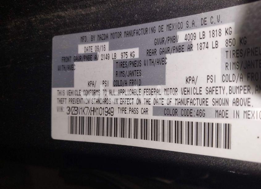 Photo 9 of 2017 Mazda Mazda3 SPORT (VIN 3MZBN1K7XHM101949)