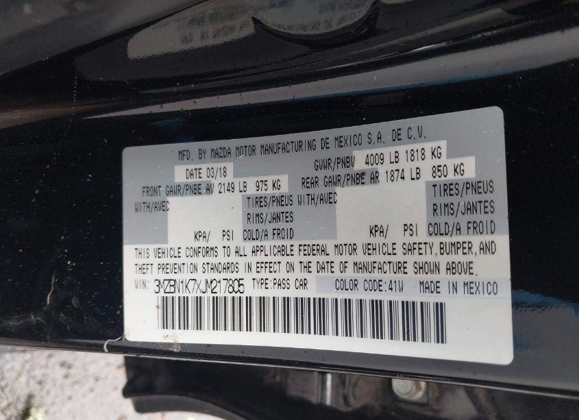 Photo 9 of 2018 Mazda Mazda3 SPORT (VIN 3MZBN1K7XJM217805)