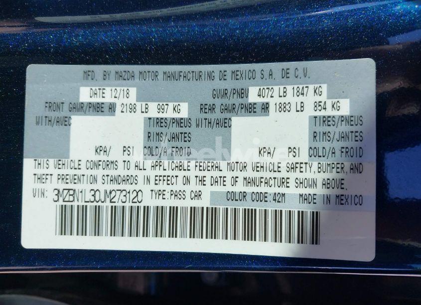 Photo 9 of 2018 Mazda Mazda3 TOURING (VIN 3MZBN1L30JM273120)