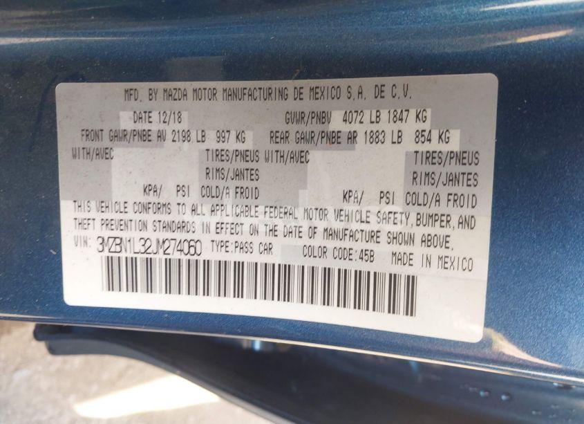 Photo 9 of 2018 Mazda Mazda3 TOURING (VIN 3MZBN1L32JM274060)