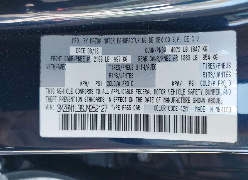 Photo 9 of 2018 Mazda Mazda3 TOURING (VIN 3MZBN1L38JM252127)