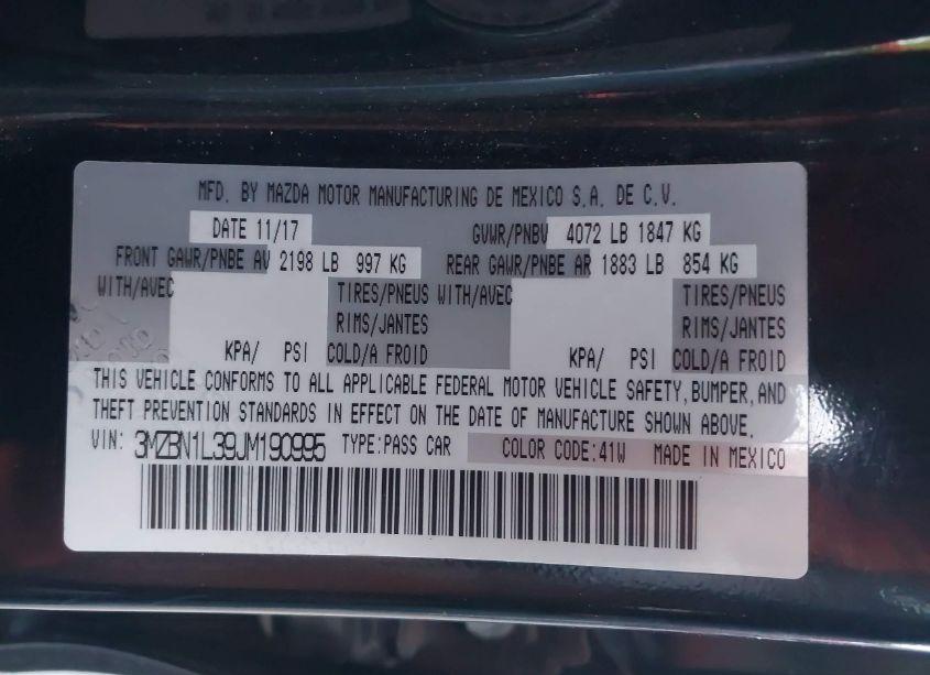 Photo 9 of 2018 Mazda Mazda3 TOURING (VIN 3MZBN1L39JM190995)