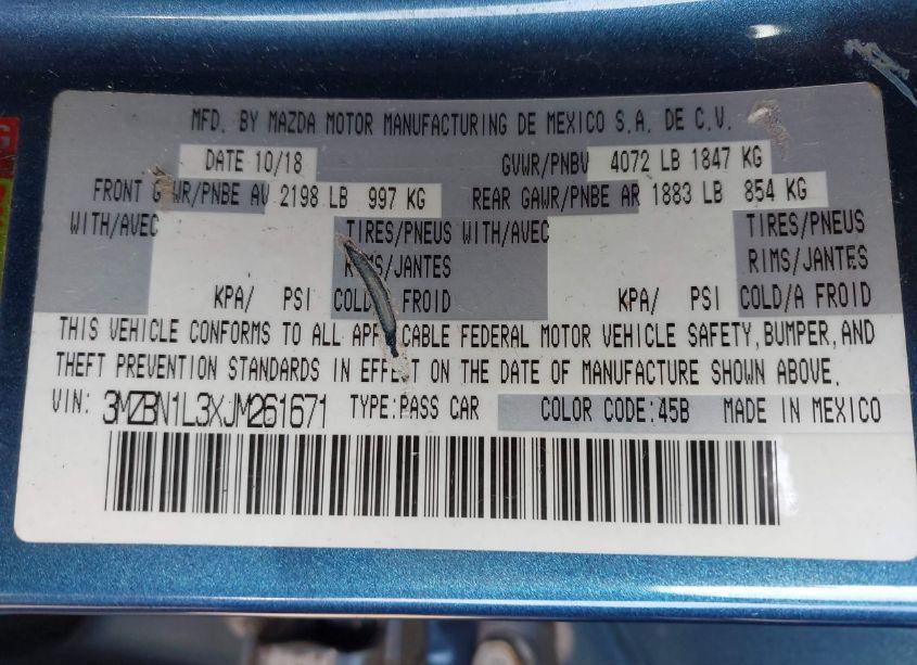 Photo 9 of 2018 Mazda Mazda3 TOURING (VIN 3MZBN1L3XJM261671)