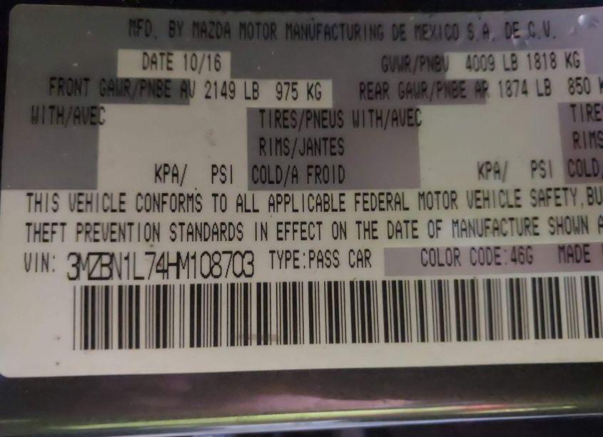 Photo 9 of 2017 Mazda Mazda3 TOURING (VIN 3MZBN1L74HM108703)