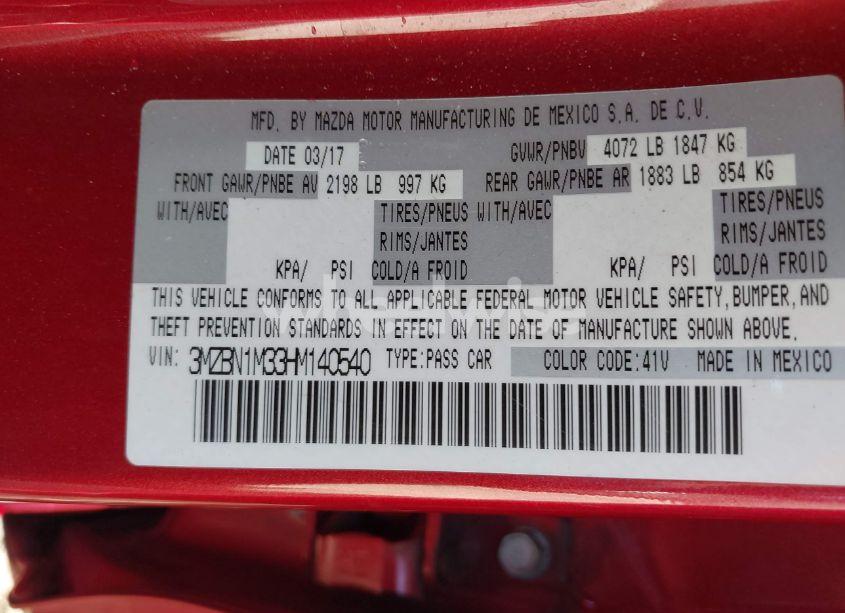 Photo 9 of 2017 Mazda Mazda3 GRAND TOURING (VIN 3MZBN1M33HM140540)