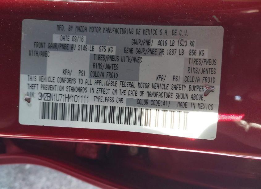 Photo 9 of 2017 Mazda Mazda3 SPORT (VIN 3MZBN1U71HM101111)