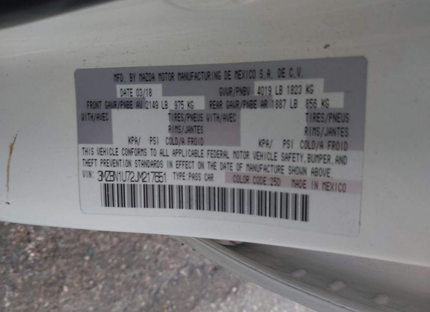 Photo 9 of 2018 Mazda Mazda3 SPORT (VIN 3MZBN1U72JM217651)