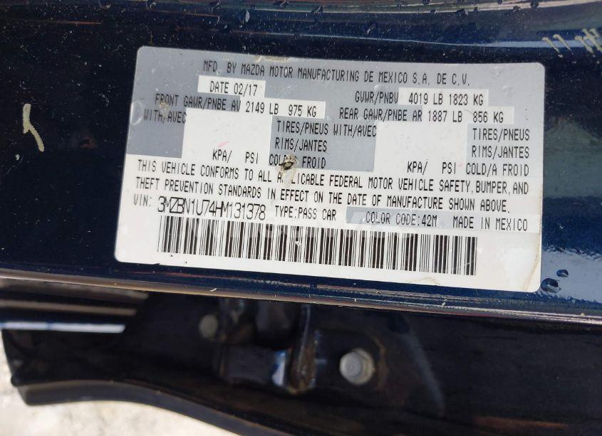 Photo 9 of 2017 Mazda Mazda3 SPORT (VIN 3MZBN1U74HM131378)