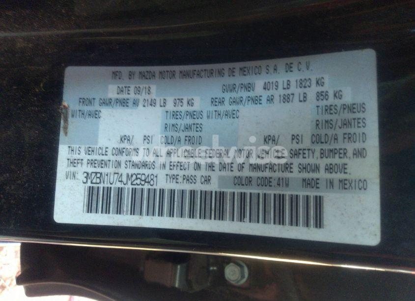 Photo 9 of 2018 Mazda Mazda3 SPORT (VIN 3MZBN1U74JM259481)