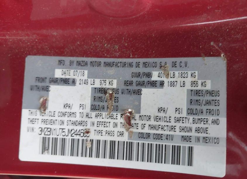 Photo 9 of 2018 Mazda Mazda3 SPORT (VIN 3MZBN1U75JM244603)