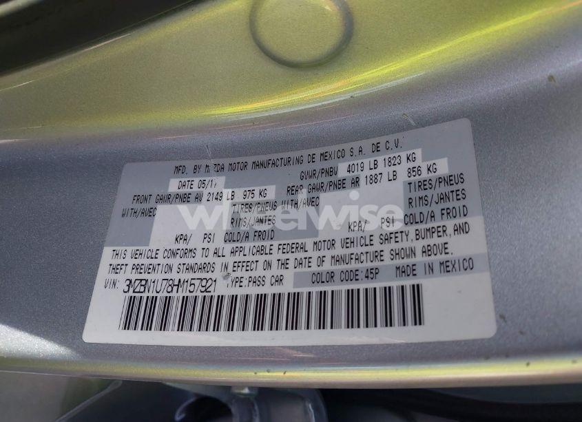 Photo 9 of 2017 Mazda Mazda3 SPORT (VIN 3MZBN1U78HM157921)