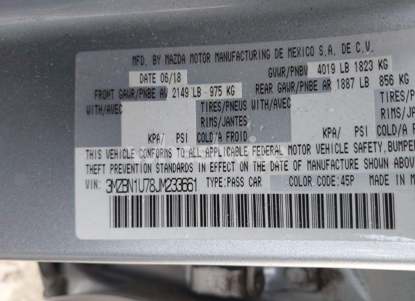 Photo 9 of 2018 Mazda Mazda3 SPORT (VIN 3MZBN1U78JM233661)