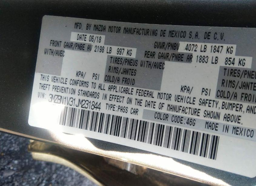 Photo 9 of 2018 Mazda Mazda3 TOURING (VIN 3MZBN1V31JM231844)